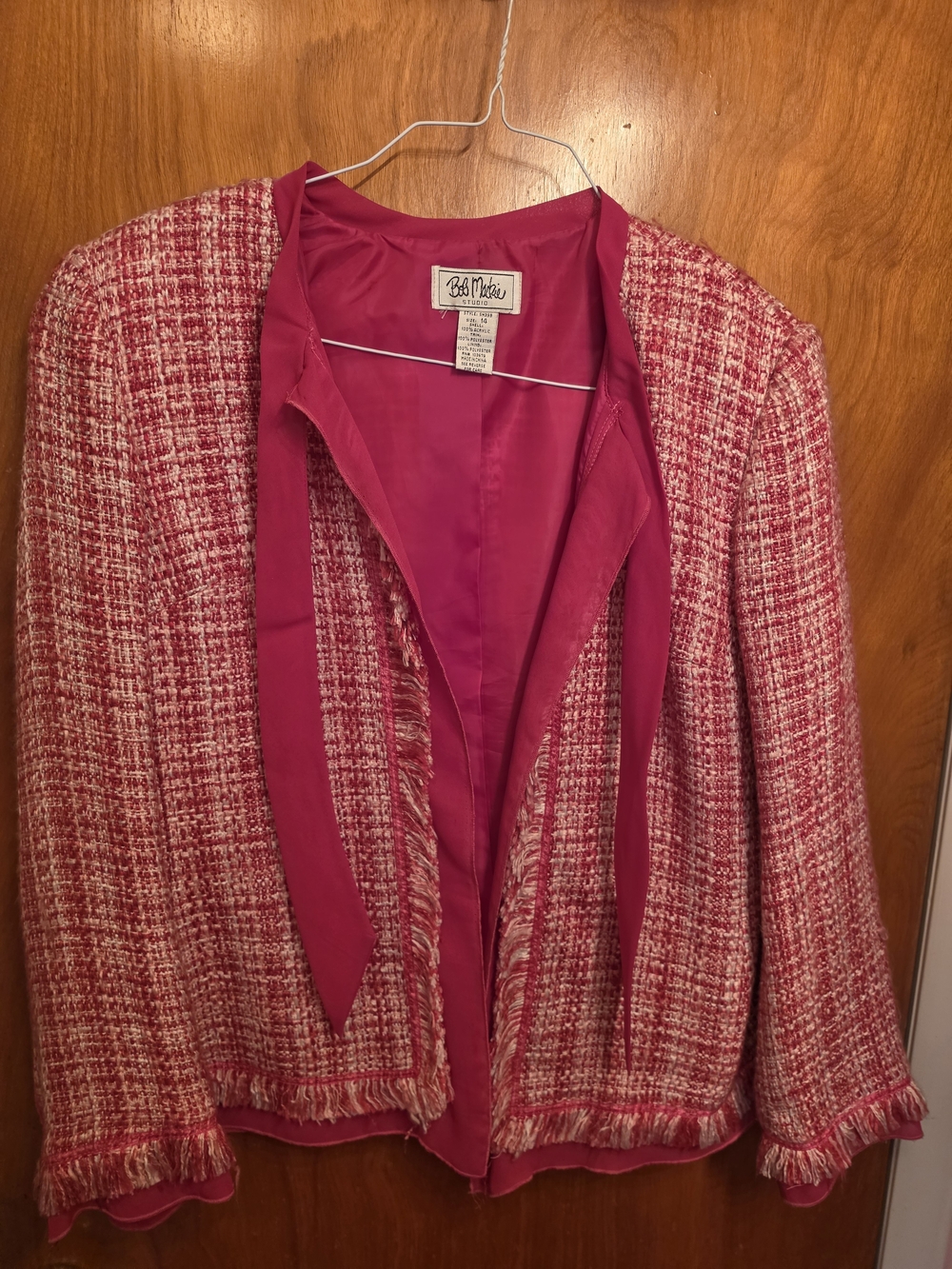 Vintage Bob Mackie Fuchsia-Blend Bouclé Fringe Jacket
